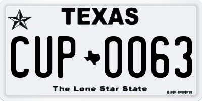 TX license plate CUP0063