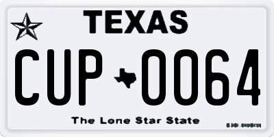 TX license plate CUP0064