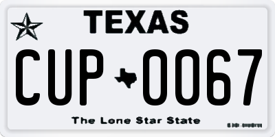 TX license plate CUP0067