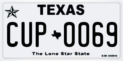 TX license plate CUP0069