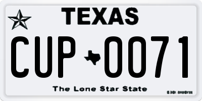 TX license plate CUP0071