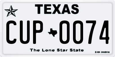 TX license plate CUP0074