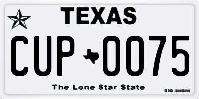 TX license plate CUP0075