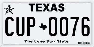 TX license plate CUP0076