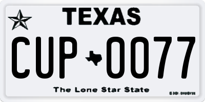 TX license plate CUP0077
