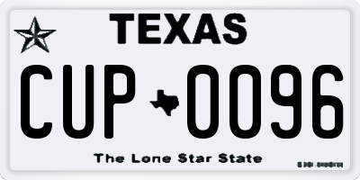 TX license plate CUP0096