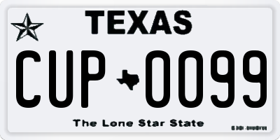 TX license plate CUP0099