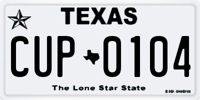TX license plate CUP0104