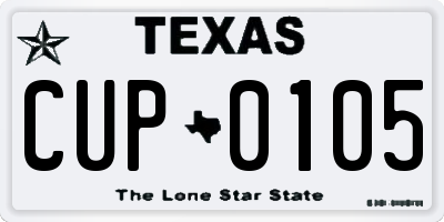 TX license plate CUP0105