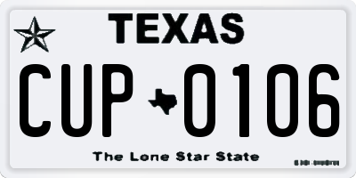 TX license plate CUP0106