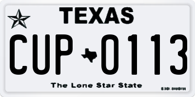 TX license plate CUP0113