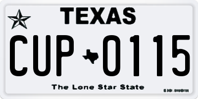TX license plate CUP0115