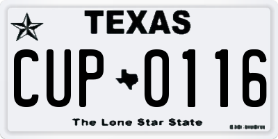 TX license plate CUP0116