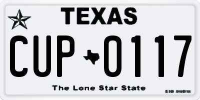TX license plate CUP0117