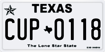 TX license plate CUP0118