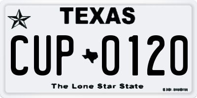 TX license plate CUP0120