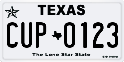 TX license plate CUP0123