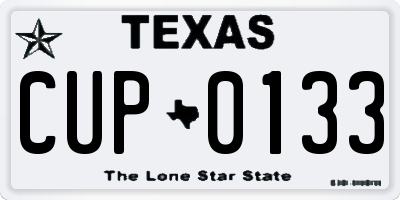 TX license plate CUP0133