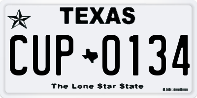 TX license plate CUP0134