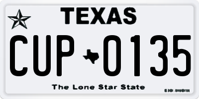 TX license plate CUP0135