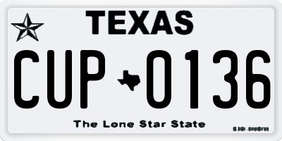 TX license plate CUP0136