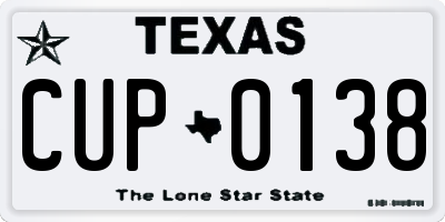 TX license plate CUP0138