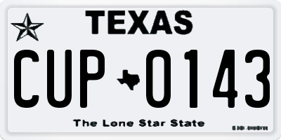 TX license plate CUP0143