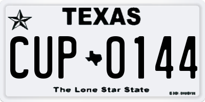 TX license plate CUP0144