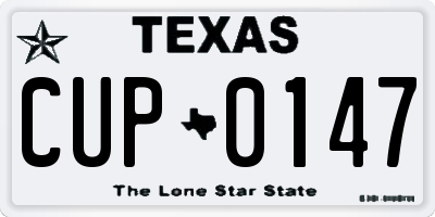 TX license plate CUP0147