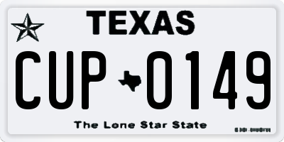 TX license plate CUP0149