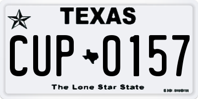 TX license plate CUP0157
