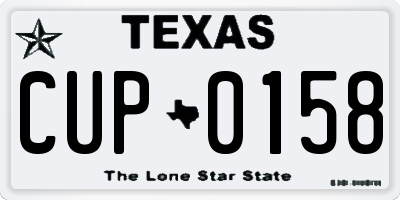 TX license plate CUP0158
