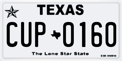 TX license plate CUP0160