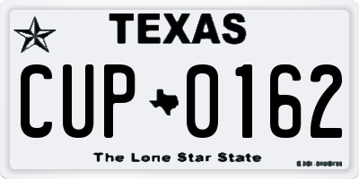 TX license plate CUP0162
