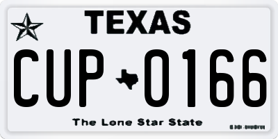 TX license plate CUP0166