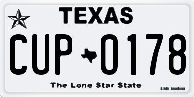 TX license plate CUP0178