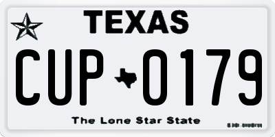 TX license plate CUP0179