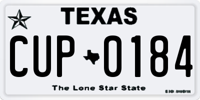 TX license plate CUP0184