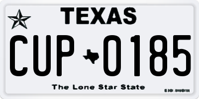 TX license plate CUP0185