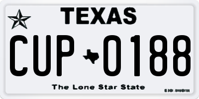 TX license plate CUP0188