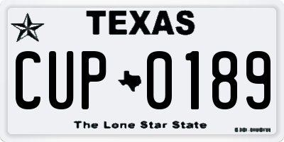TX license plate CUP0189