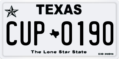 TX license plate CUP0190
