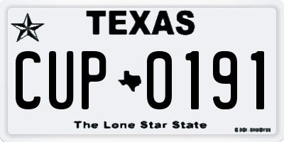 TX license plate CUP0191