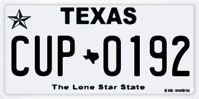 TX license plate CUP0192