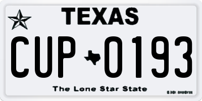 TX license plate CUP0193