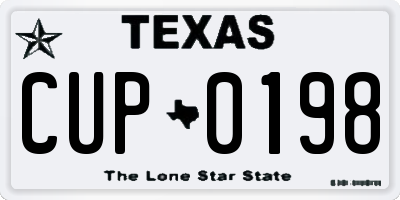 TX license plate CUP0198