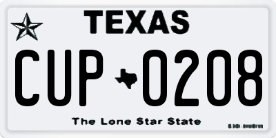 TX license plate CUP0208