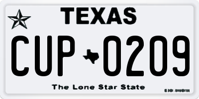 TX license plate CUP0209