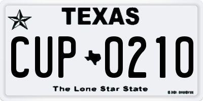TX license plate CUP0210