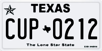 TX license plate CUP0212
